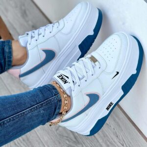 nike doble suela blanco azul dama